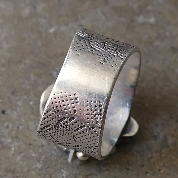 Vintage Sterling Silver Ring Size 12 Meteorite Modern Abstract Avant Garde